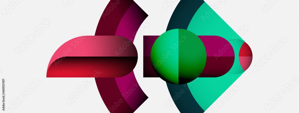 Poster Abstract shapes overlap, creating vibrant color gradients. Composition feels modern, dynamic, visually interesting. Smooth transitions define forms.