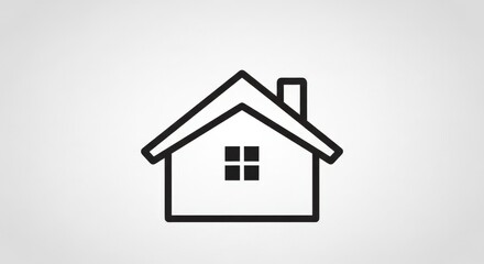 Simple black outline drawing of a house, showing a roof, chimney, and window.