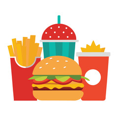 A delicious cheeseburger with a side of fries, a classic fast food meal vector illustration