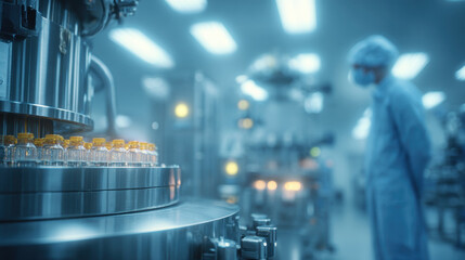Sterile pharmaceutical plant, showcasing cleanroom production and aseptic processing techniques.