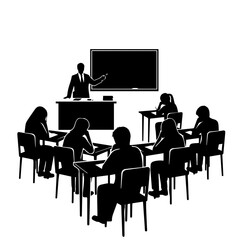 Education scene with students and teacher in a classroom setting for learning, teaching, and knowledge sharing in a school or university environment