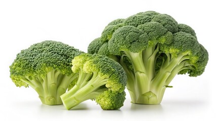 Fresh broccoli florets isolated on white background