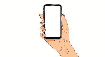 A hand delicately holds a smartphone with a blank screen, showcasing modern technology and digital communication.