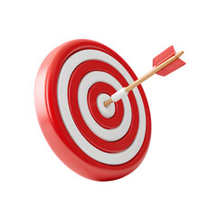 Red and white target with arrow isolated on transparent background