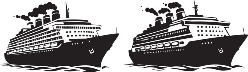 Obraz premium Two majestic ocean liners silhouette