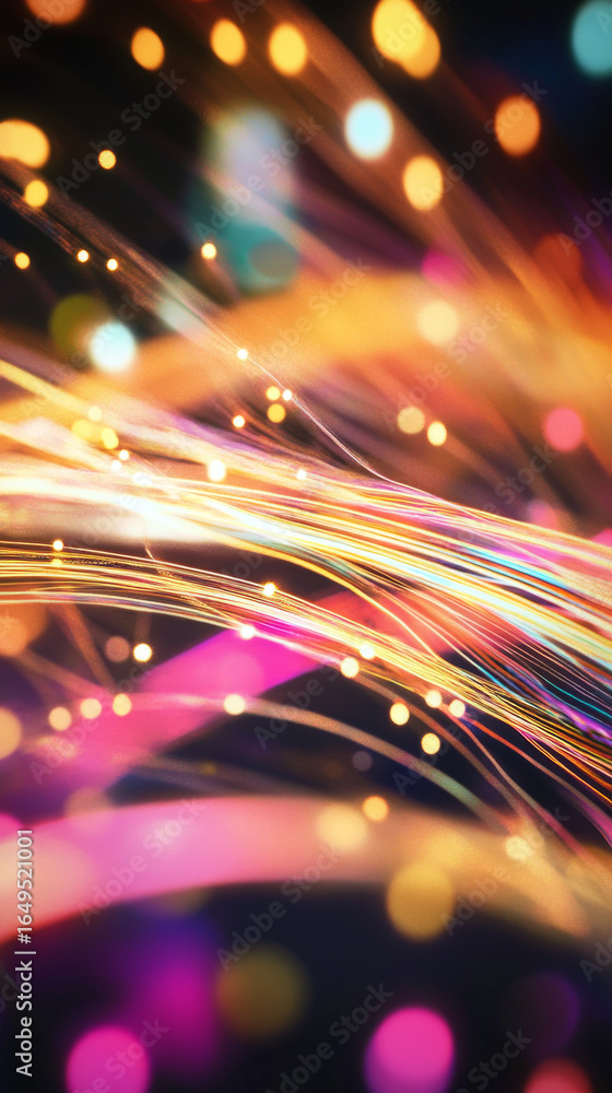 Aufkleber vibrant light streams move with luminous bokeh dots. this abstract background represents data, energ
