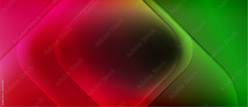 Poster abstract background features vibrant red, green hues. smooth gradients create flowing shapes, dynami