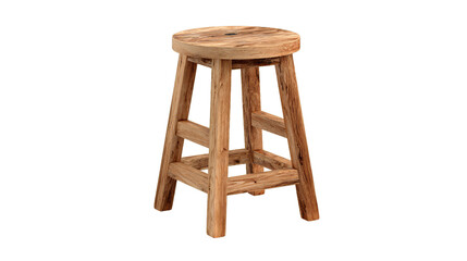 A 3D-rendered illustration of a wooden bar stool isolated on white background
