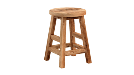A 3D-rendered illustration of a wooden bar stool isolated on white background