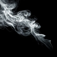 Obraz premium Wispy white smoke curling and swirling against a stark black background