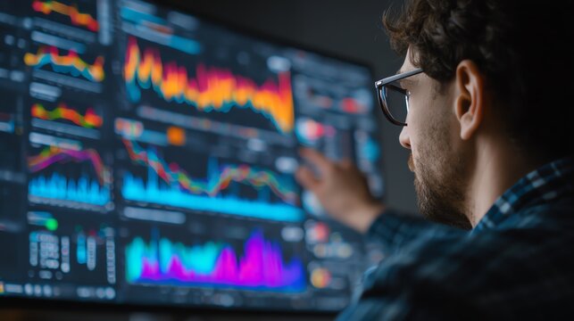 Startup CTO showing AI simulation for market trends