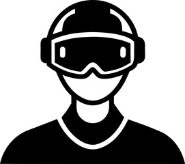 A Person Wearing a VR Headset Silhouette Vector Black