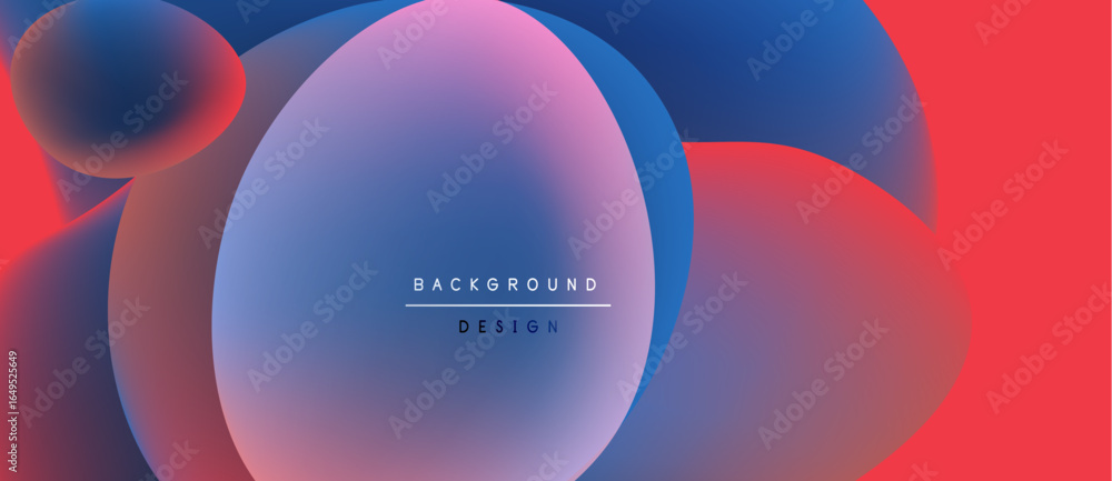 Poster abstract fluid shapes blend vibrant colors. gradient transitions create dynamic background design. m