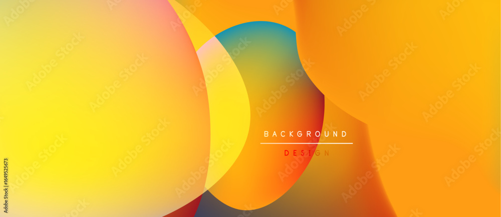 Poster abstract vibrant background. overlapping shapes create dynamic visual effect. warm colors dominate, 
