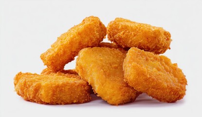 Pile of golden-brown, crispy chicken nuggets
