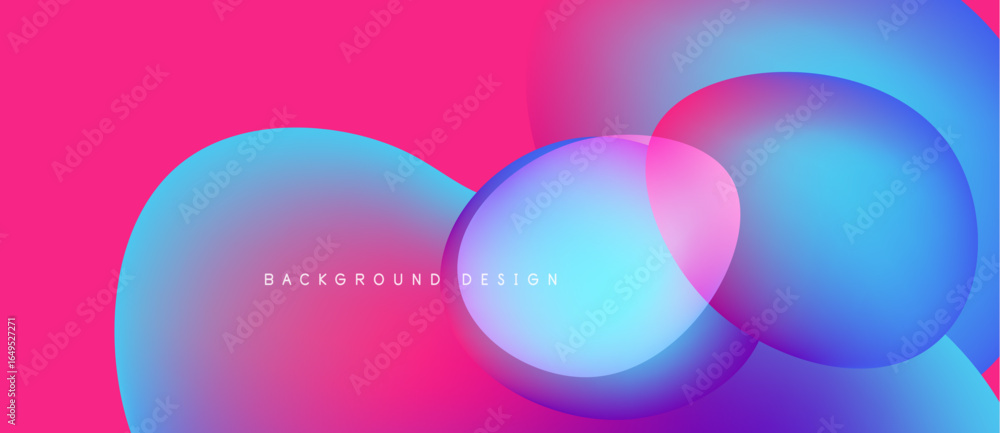 Poster abstract vibrant background. overlapping circles create dynamic visual effect. pink, blue hues domin