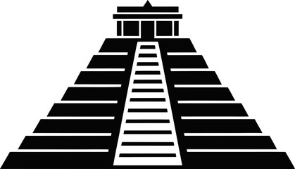 Mayan Pyramid Like Chichen Itza Silhouette Vector