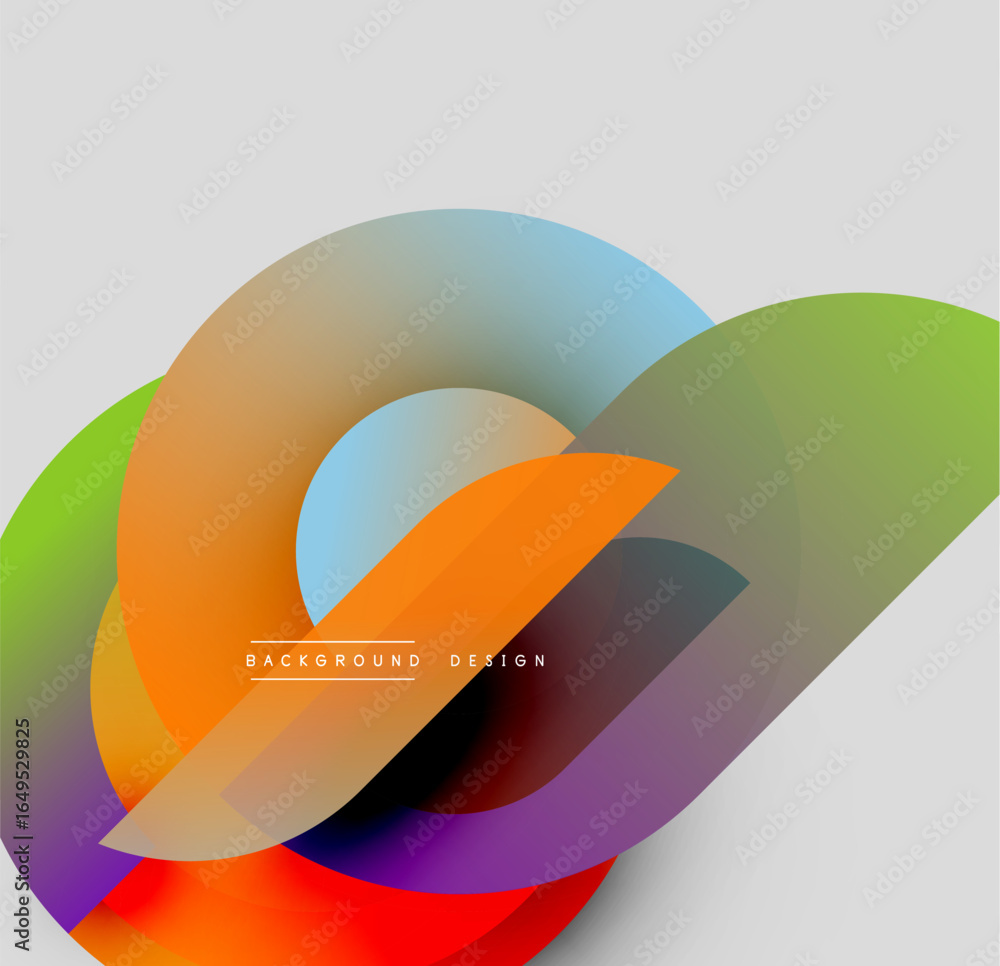 Poster abstract colorful overlapping shapes create dynamic visual composition. smooth gradients, modern des