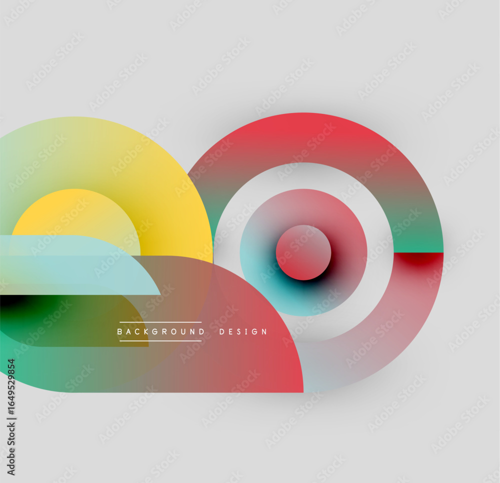 Poster abstract geometric shapes overlap. vibrant colors blend, creating dynamic visual effect. modern desi