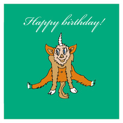 Happy Birthday Card in English with Unicorn