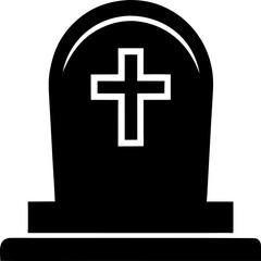 Obraz premium Tombstone with Cross Icon Silhouette Vector Illustration
