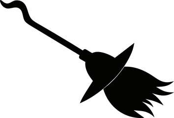 Witch's Broom Icon Silhouette Vector Illustration