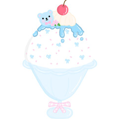 shaved ice with blueberry sauce and topping