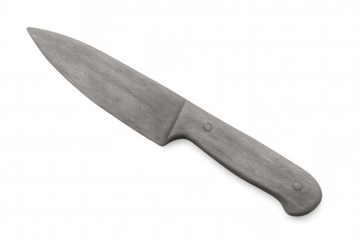 Wooden kitchen knife lying on a transparent background, ideal for easy placement in any project