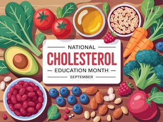 National cholesterol education month a vibrant display of heart healthy foods for awareness