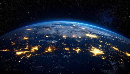 Obraz premium Earth and City Lights