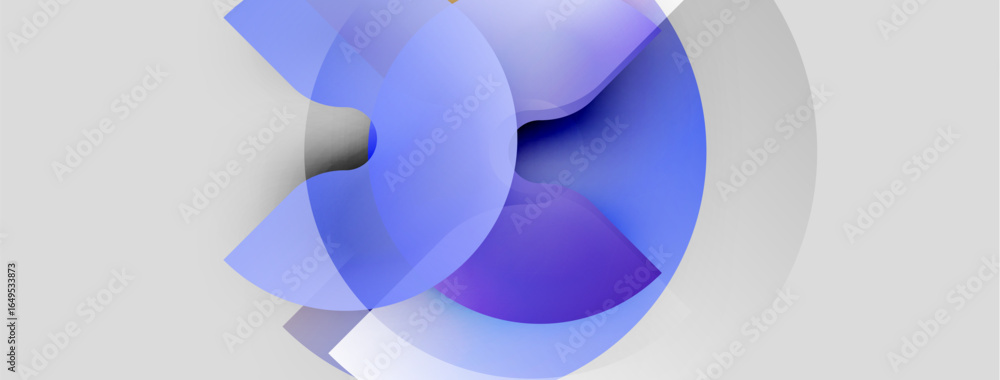 Poster abstract fluid shapes overlap, creating dynamic blue gradients. soft lighting suggests depth, minima