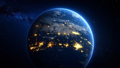 Obraz premium Earth and City Lights