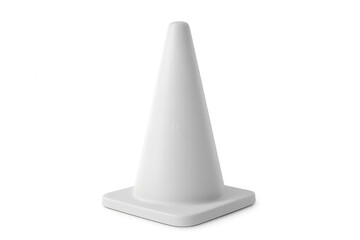 Fototapeta premium White traffic cone standing on transparent surface, signaling roadway safety precautions