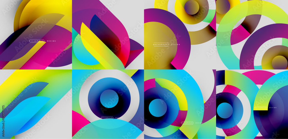 Aufkleber abstract colorful designs. geometric shapes overlap creating vibrant gradients. modern backgrounds s