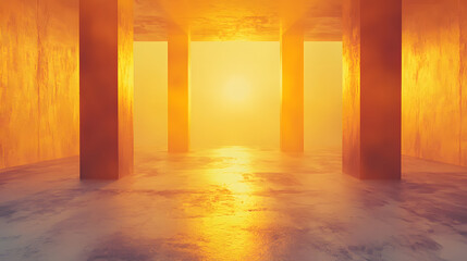 Cozy room bathed in warm light as the sun sets, casting beautiful shadows across the space