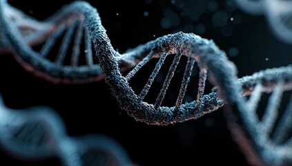 DNA double helix, detailed close-up.  Bokeh background