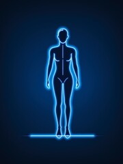 High-impact minimalist logo of a human silhouette with glowing circuit lines in electric blue and silver, clean vector, symmetrical, professional, modern, and perfect for digital or corporate use