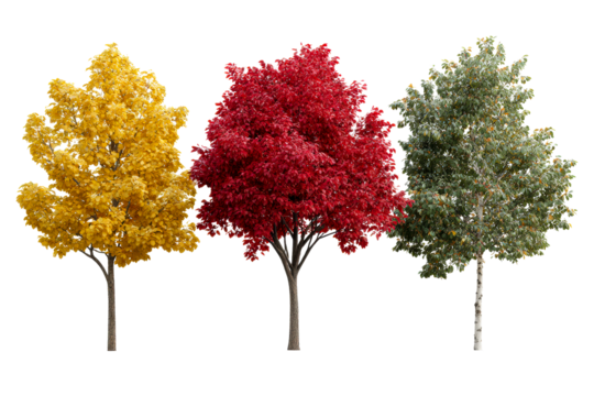 Colorful trees showcase autumn foliage variations