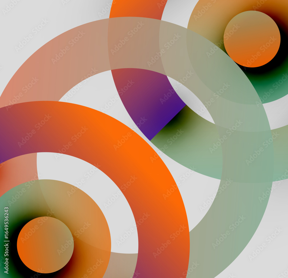 Poster abstract composition. overlapping circles create vibrant color blends. modern design, smooth gradien