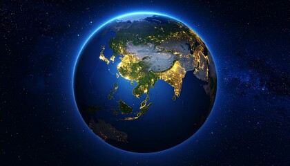 Fototapeta premium Earth and City Lights