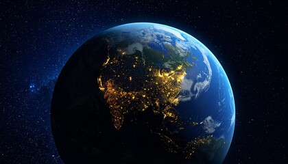 Fototapeta premium Earth and City Lights