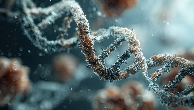 DNA helix, fragmented, cellular, microscopic