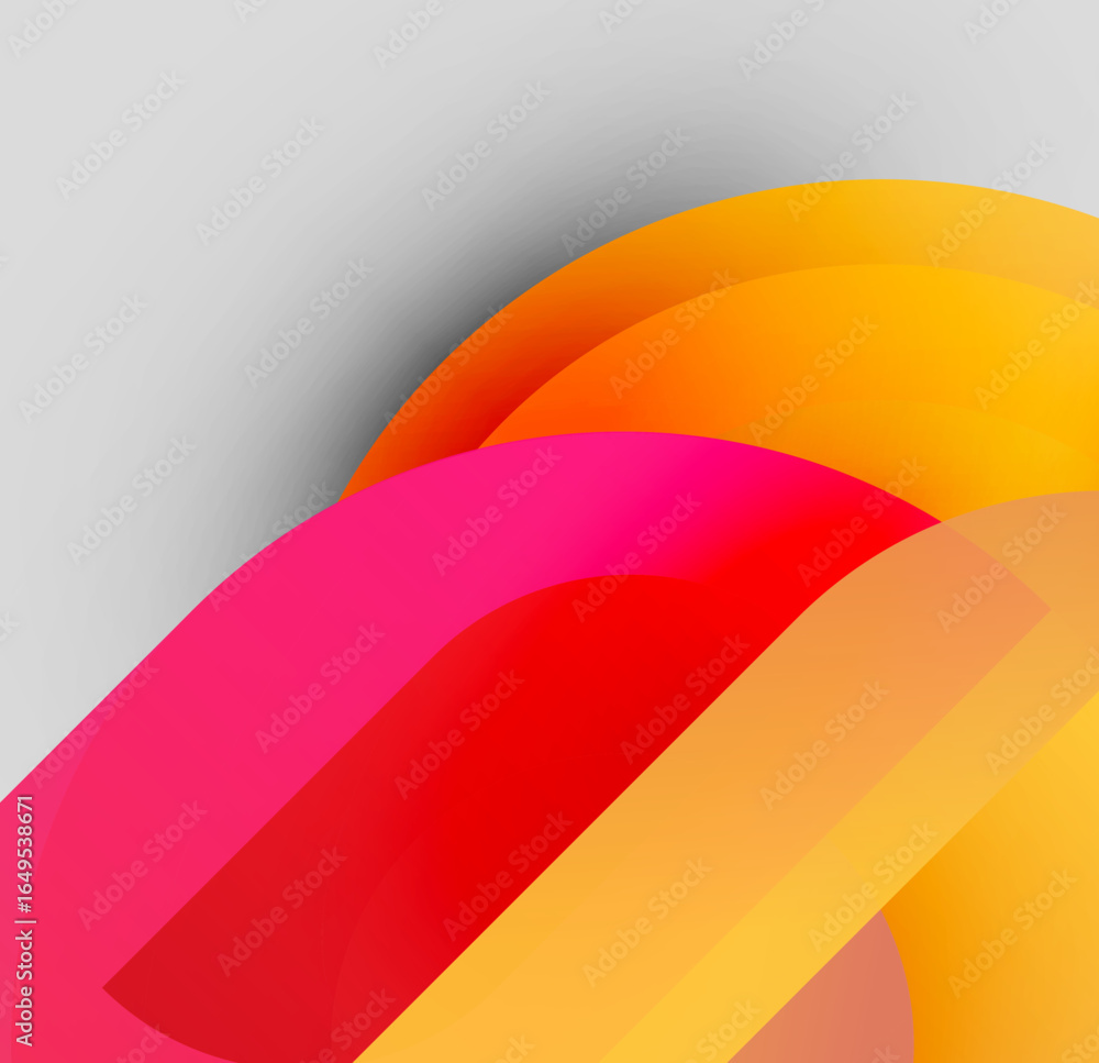 Poster abstract vibrant layers, flowing curves. warm colors dominate, creating dynamic visual effect. gradi