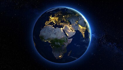 Obraz premium Earth and City Lights