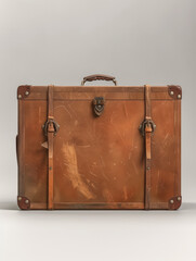 old suitcase isolated on white