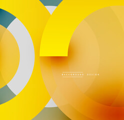 Abstract circles overlap, creating vibrant gradients. Yellows, oranges dominate design. Minimalist aesthetic, modern feel.