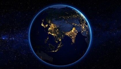 Fototapeta premium Earth and City Lights