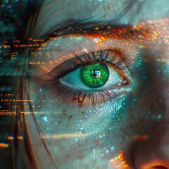 viral video frame glitching between real and deepfake versions green artifacts on eyes .