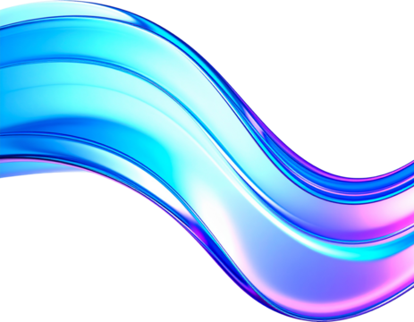 Abstract Colorful Glass Wave 3D Render Close-Up on White Background PNG