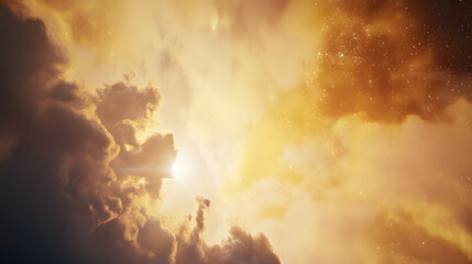 Fototapeta premium Striking bright yellow sky with a single star in the center evoking wonder and imagination